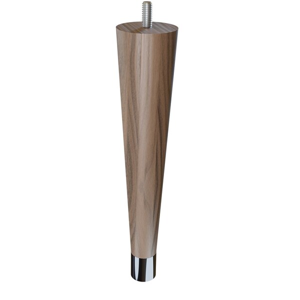 Designs Of Distinction 9" Round Tapered Leg with bolt and 1" Chrome Ferrule - Walnut 01240009WLCR6 - main